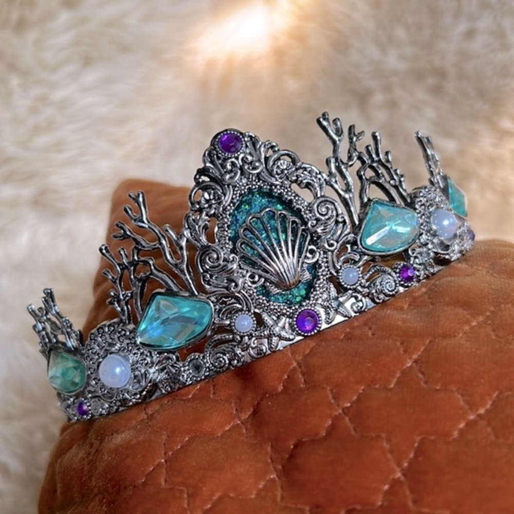 Disney Store Ariel Mermaid Silver Toned Metal Tiara Crown